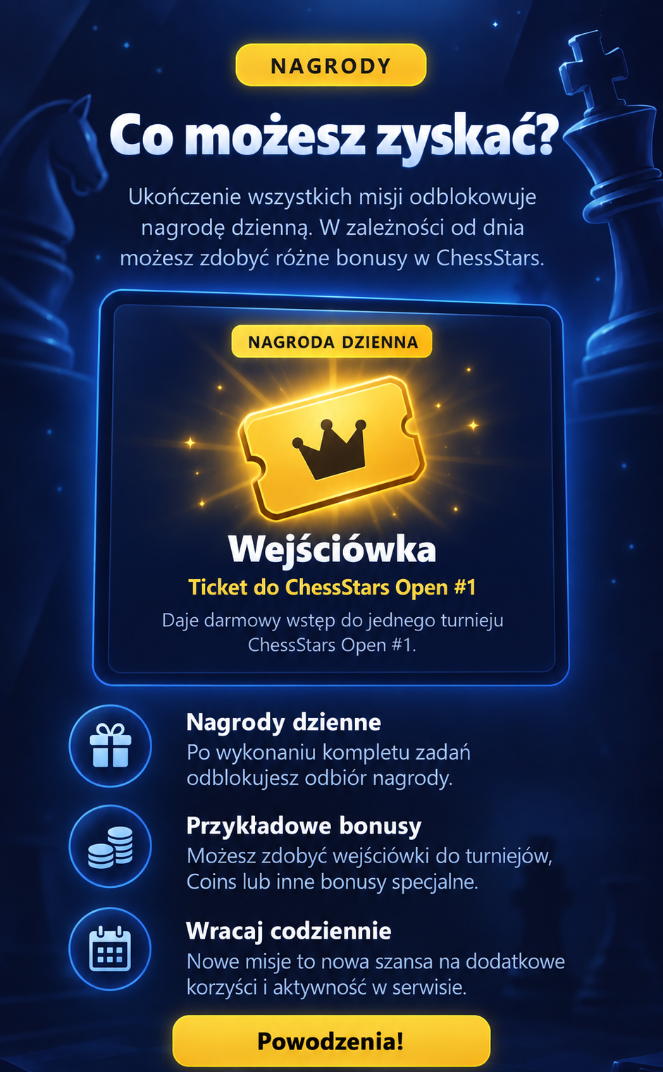 Codzienne misje ChessStars - nagrody za ukoĹ„czenie misji
